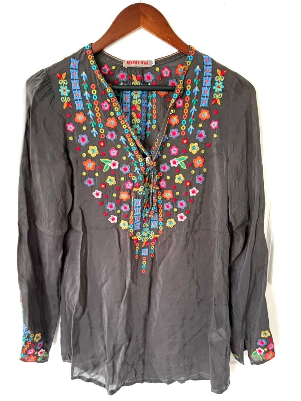 Johnny Was Floral Embroidered Blouse